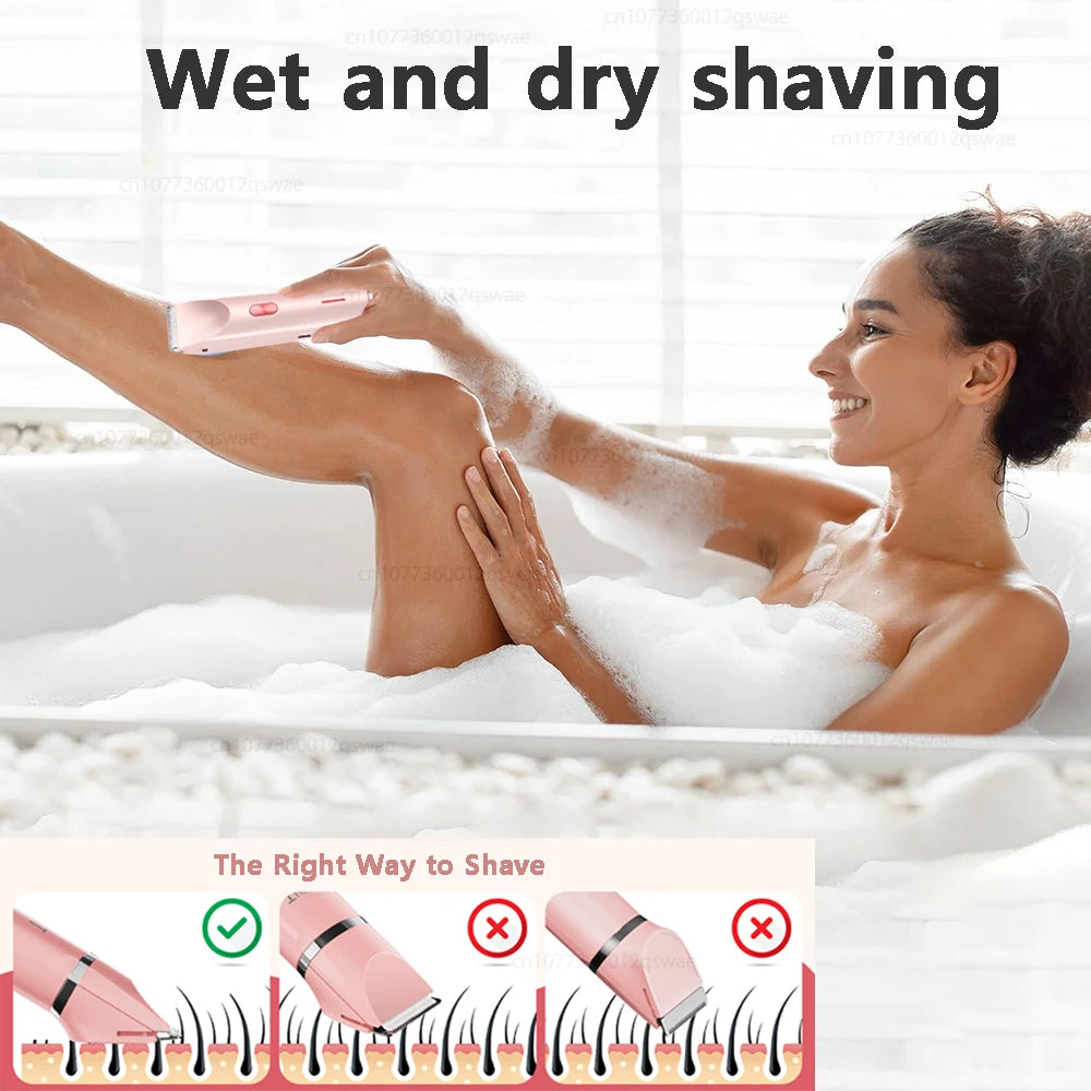 Women Electric Shaver Dual Head Bikini Trimmer Waterproof Body Hair Trimmer Facial Hair Remover for Bikini Underarm Leg Arm